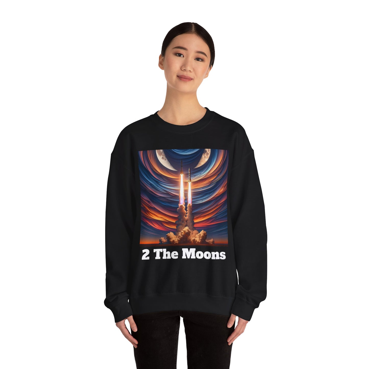 2 The Moons Space-Themed Unisex Crewneck Sweatshirt